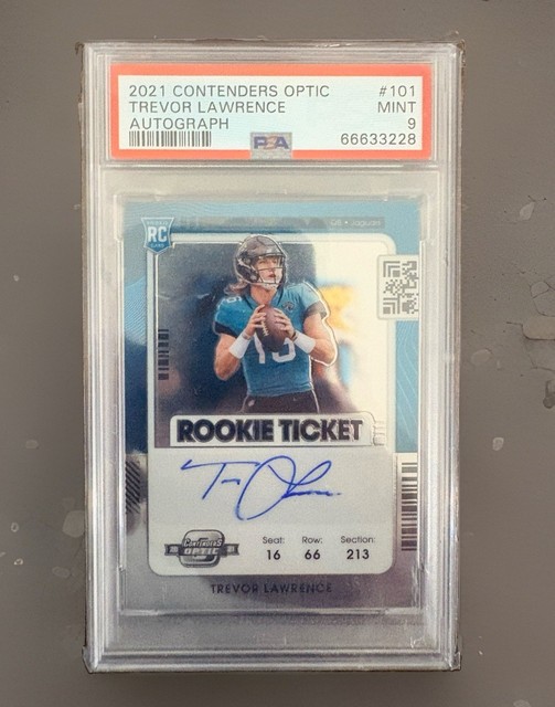 2021 Contenders Optic Trevor Lawrence Autograph Rookie Ticket #101 PSA 9