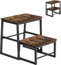 2 Step Stool for Adults Kids Heavy Duty Bedside Foot Stool 2-in-1 Stepping Stool