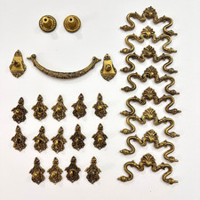 Lot 10 Vintage Brass Dresser Drawer Handles Pulls MCM 1950s 1960s furniture