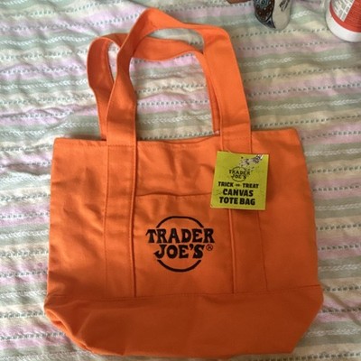 Trader Joe's Foldable Canvas Tote Bag Orange Solid