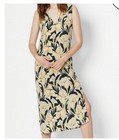 Equipment Connery Silk Black & Yellow Floral Midi Dress Side Slits Sz L Preppy
