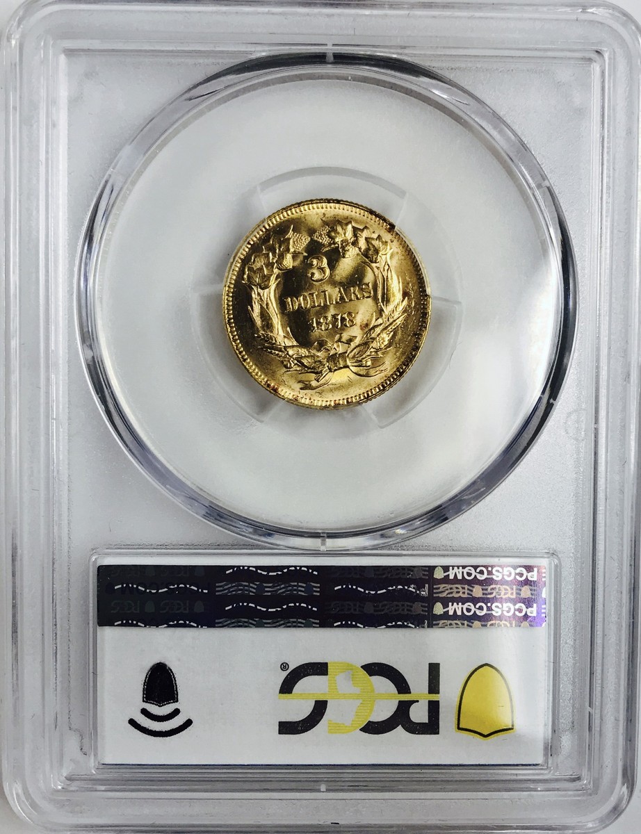 1878 $3 GOLD INDIAN PRINCESS HEAD COIN* *PCGS MS63+* NR #CVIP112