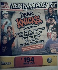New York Post Dear Knicks Collectible Edition...
