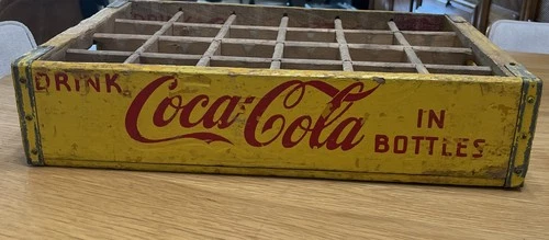 Coca-Cola Yellow Wood Crate 24 Bottle Original Vintage Good Shape