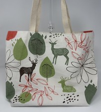 Earthwise Canvas Tote Bag Deer Tree Print Reusable Grocery Shop Eco Made In USA