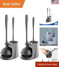 Toilet Plunger Bowl Brush Combo Set for Bathroom Cleaning Gray 2 Sets