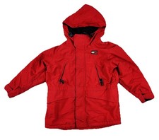 Tommy Hilfiger Ski Jacket Kids S Red Hooded Zip Logo Winter Coat Snow Warm