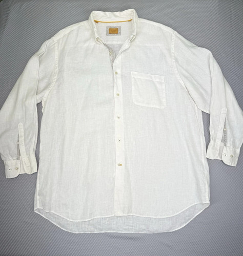 Robert Talbott Carmel White 100% Linen Shirt XL