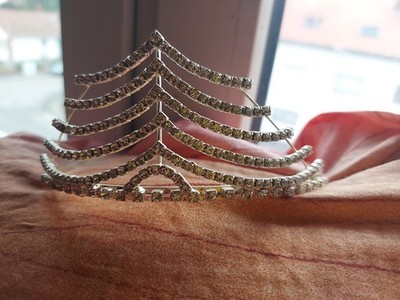 Krone Diadem Strass Tiara Kristall Braut Hochzeit Haarschmuck