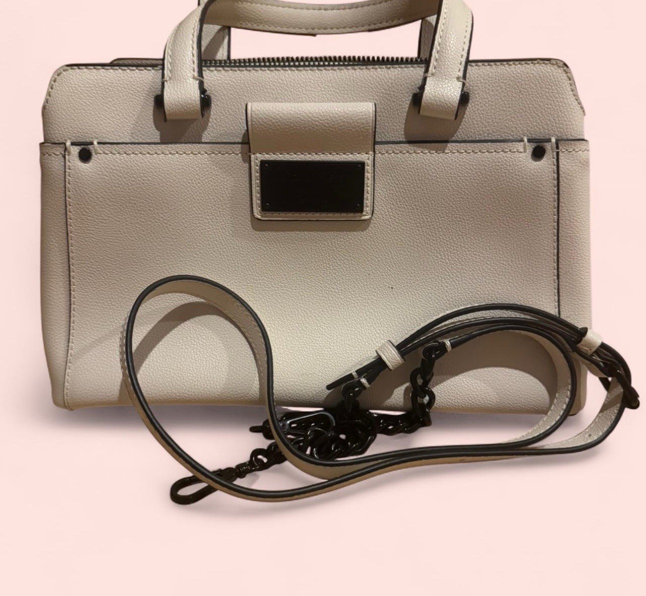 Calvin Klein Women's Leather Crossbody Handbag Off White