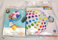 Pair 2 Intex Colored Vinyl Inflatable Jumbo Beach Ball 42" 25" Lot NIP NWT