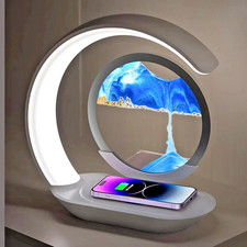 Quicksand Table Lamp USB Wireless Charging Desk Lamp 3D Hourglass Ornaments Sand