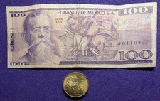 Mexico, 1979 100 Pesos Bank Note and 1988 100 Pesos Coin