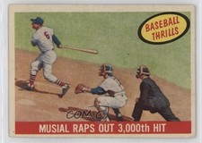 1959 Topps Baseball Thrills Stan Musial Musial Raps Out 3000th Hit #470 HOF 0v9