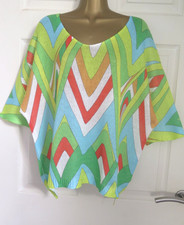 WOMEN'S MADE IN ITALY MULTI BATWING ABSTRACT KNIT JUMPER TOP approx size  16