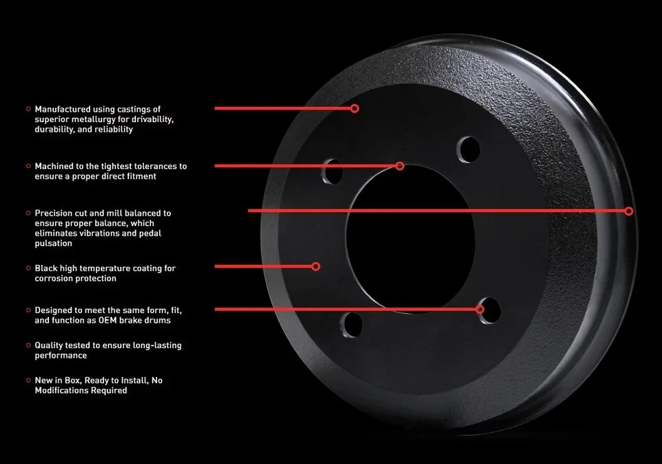 For Lincoln Town Car 1981-2002 DFC 365-55001 True Balanced Rear Brake Drum Foto 2 de 2