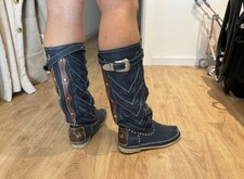 Stivali Hector Riccione blu e marrone taglia 36 👢 calzature usate alla moda 💥