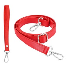 28-52 Inch Adjustable Leather Purse Strap with Wristlet, Red/Silver