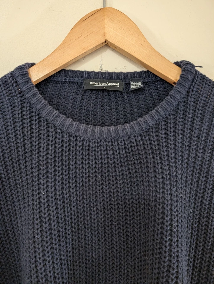 Suéter Pescador Vintage American Apparel Azul Marino Hecho en EE. UU. Los Ángeles Grande Foto 3 de 4
