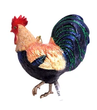 Robert Stanley Rooster Chicken Blown Glass Christmas Ornament