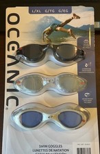 Oceanic Swim Goggles 3 Pack L/XL   Anti-Fog UV Protection Comfort Fit SEALED