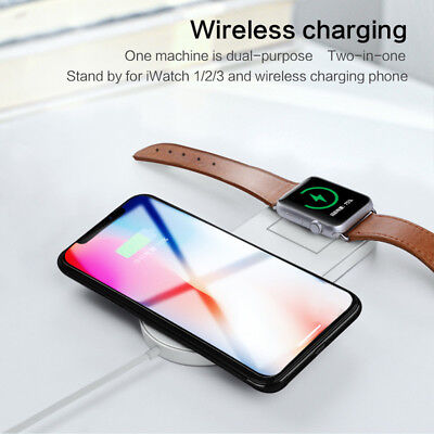 X/XS, 2 in 1 Qi Wireless Charger Fast Charging Pad For Apple iWatch & iPhone 8