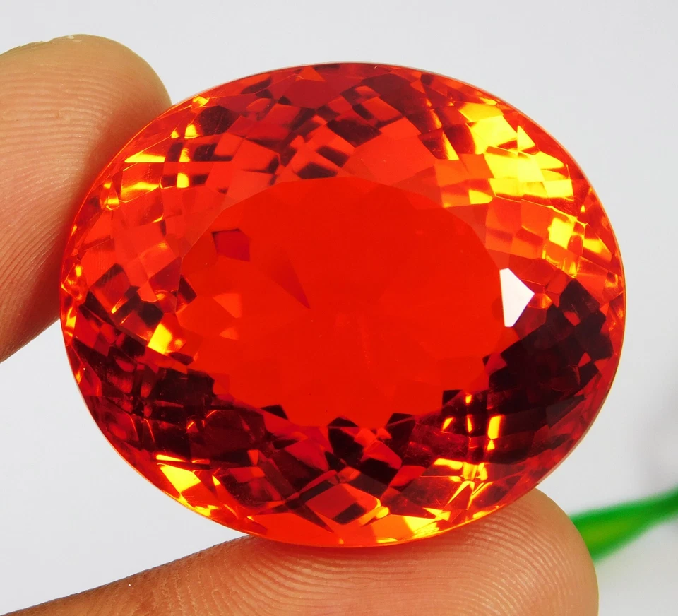 认证 140.05 克拉墨西哥火蛋白石红色橙色椭圆形切割天然宝石巨大 — 第 3/4 张图片