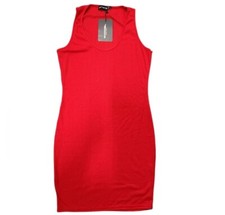 Pretty Little Thing Size 12 Red Ribbed Sleeveless Dress New