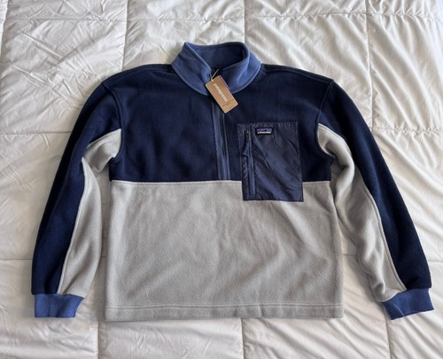 Patagonia Kids' Micro D® Snap-T® Fleece Jacket SIZE XL Navy w/ Gray 1/4 Zip NEW