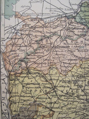 Irish Map Co DOWN Belfast Newcastle Northern Ireland Color PW Joyce 1905 7x9.5 - Picture 8 of 10