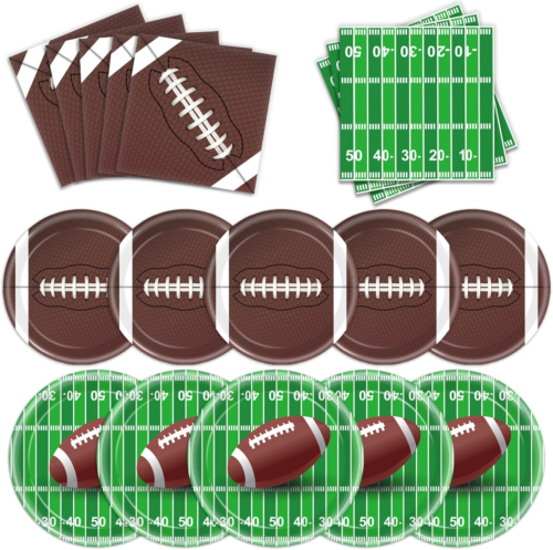 96 PCS Football Party Supplies Plates and Napkins Tableware Set Football Theme P