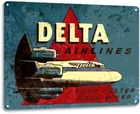 Delta Airlines Logo Jet Airplane Plane Retro Vintage Wall Decor Metal Tin Sign