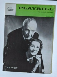 THE VISIT June 9, 1958 Playbill:  Alfred Lunt, Lynn Fontanne
