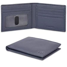 Slim Leather Wallet for Men - RFID Blocking Slim Minimalist Front Orion Blue