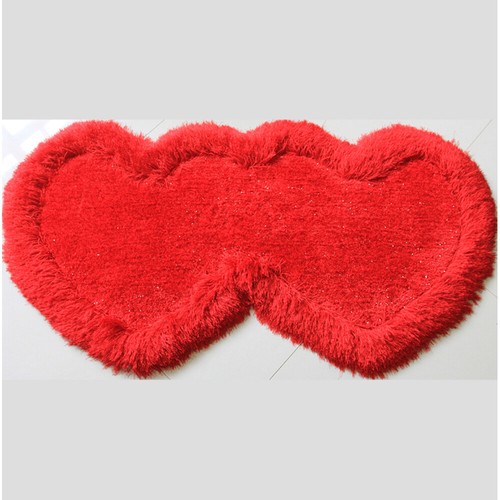 Tappeto Shag 28in x 32in Forma Cuore Trapuntato a Mano Spessore 4 Pollici per Soggiorno - Foto 7 di 31