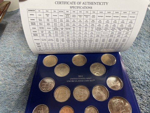 2011 Coinage Set U.S. Mint Philadelphia & Denver 26 Uncirculated Coins w/ COA - Picture 7 of 9