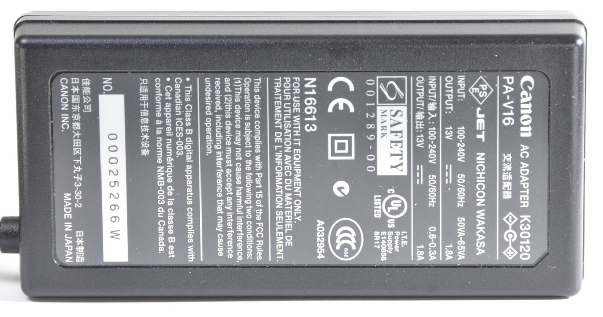 Genuine Canon AC Adapter K30120 PA-V16 13V 1.8A f/ Select Canon