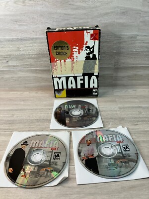2002 Mafia Game Windows PC CD-ROM 3 Disc Illusion Softworks  NO MAP or MANUAL