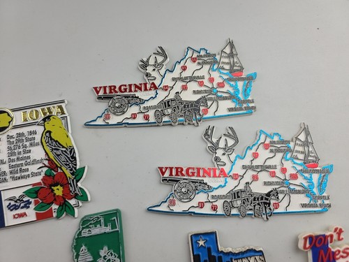 Vintage Lot Of States Refrigerator Magnets Lot Of 12 Texas Iowa Virgina - Picture 7 of 13