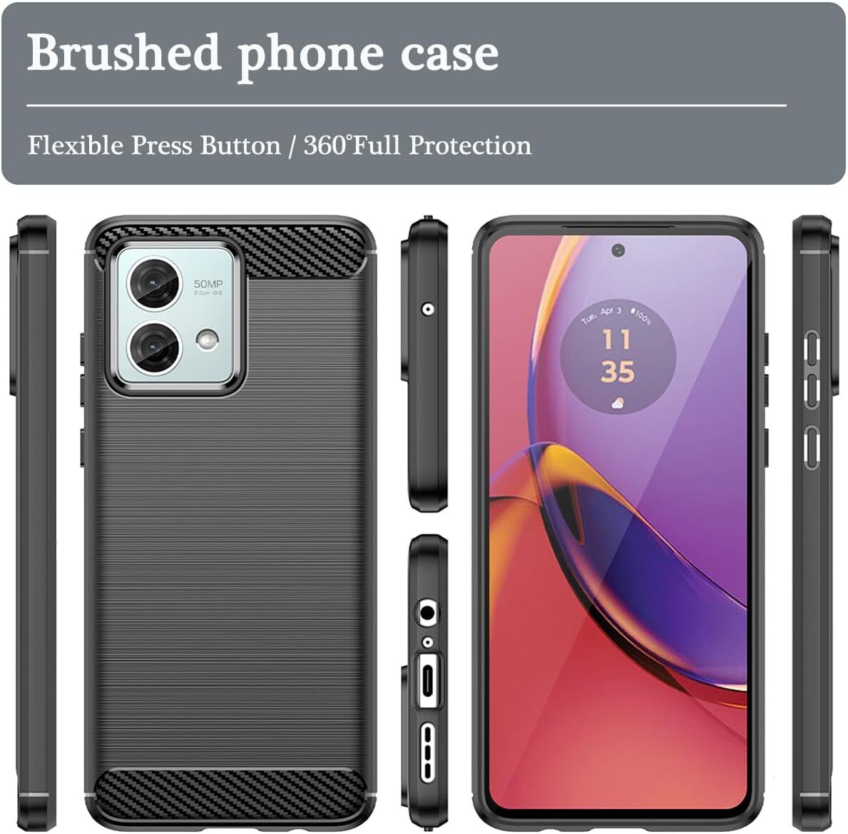 SCL Funda Para Moto G54 Funda Motorola G54 Funda, [Negro] Exquisita Serie De Carbono Diseño Carcasa Con Antiarañazos Y Tecnología De Absorción Antigolpes, Adecuado Para Stylus