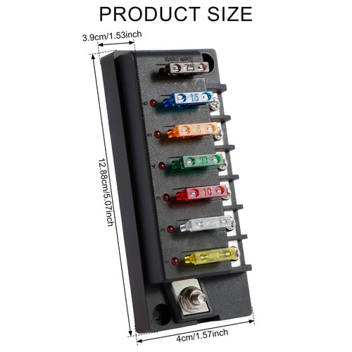 4/6 Way Fuse Block 12V Blade Fuse Box Holder with LED Indicator Waterproof · · - Picture 7 of 13