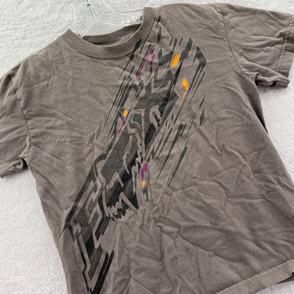Fox Racing Shirt Boys Medium Gray Short Sleeve Cotton Crew Neck Top Youth Sport - Image 3 of 4