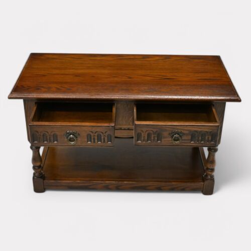Old Charm Oak Coffee Table 2 Drawers Model 2326 Tudor Brown FREE UK Delivery - Picture 9 of 20