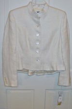 RALPH LAUREN LADIES IVORY LINEN SHORT JACKET SIZE 8 PETITE NEW WITH TAGS