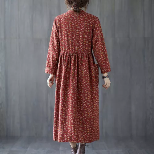 Ladies Long Dress Crew Neck Maxi Dresses Women Kaftan Holiday Sleeve Baggy Loose - Picture 23 of 47