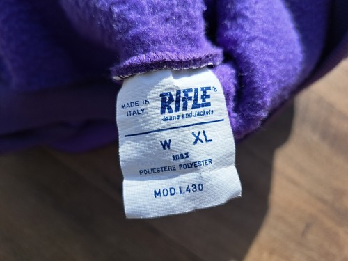 Rifle felpa in pile viola con cappuccio fine anni 80 fatta in Italia taglia XL - Foto 12 di 14