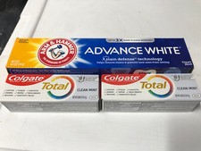 NEW Arm & Hammer Advance White 6 oz Toothpaste (EXP 05/24) w 2 Travel Colgate! 1.32 per gallon
