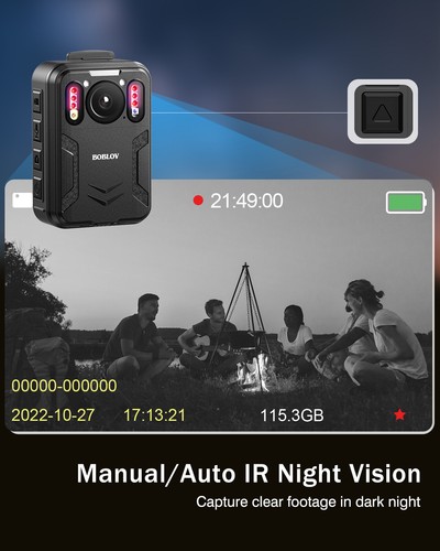 BOBLOV Body Camera 4K Audio Video Recorder with GPS 128GB Card & Charging Dock - Picture 5 of 12