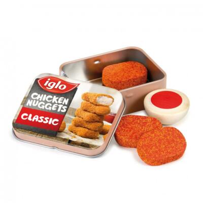 Erzi Chicken Nuggets ''Iglo'' (Holz in Blechdose) für Kaufladen 15160 *Design 2021
