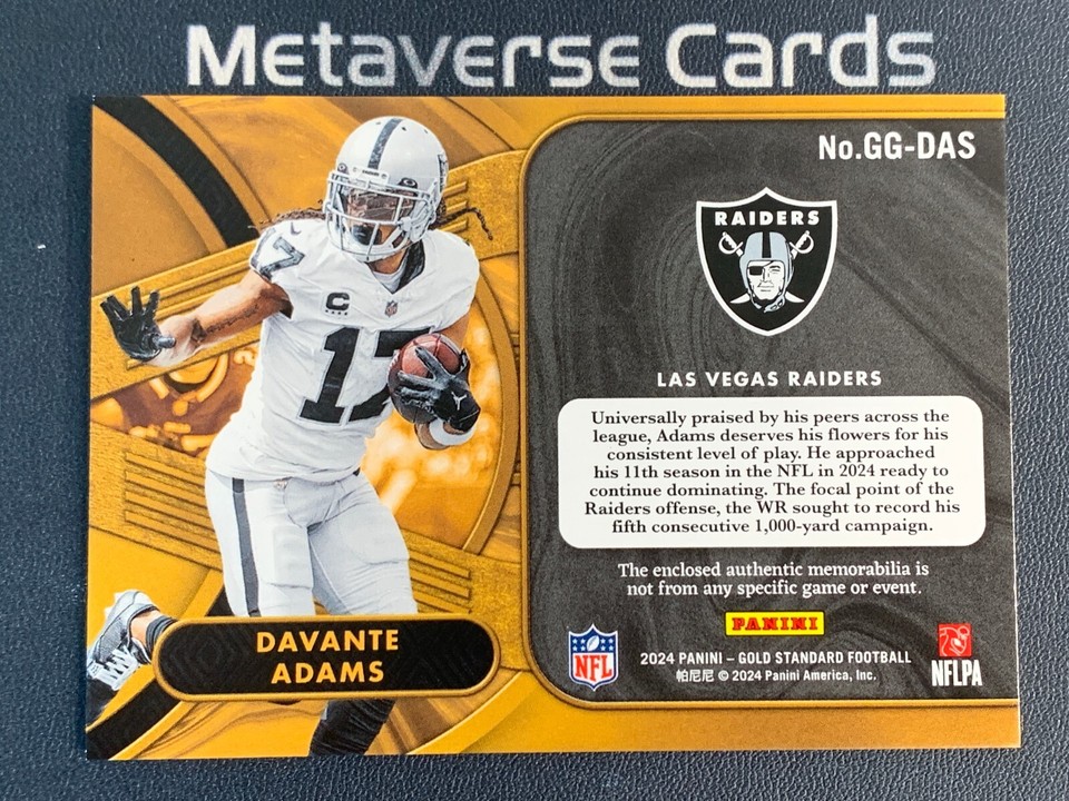 2024 Panini Gold Standard Football Gold Gear Davante Adams Patch Relic